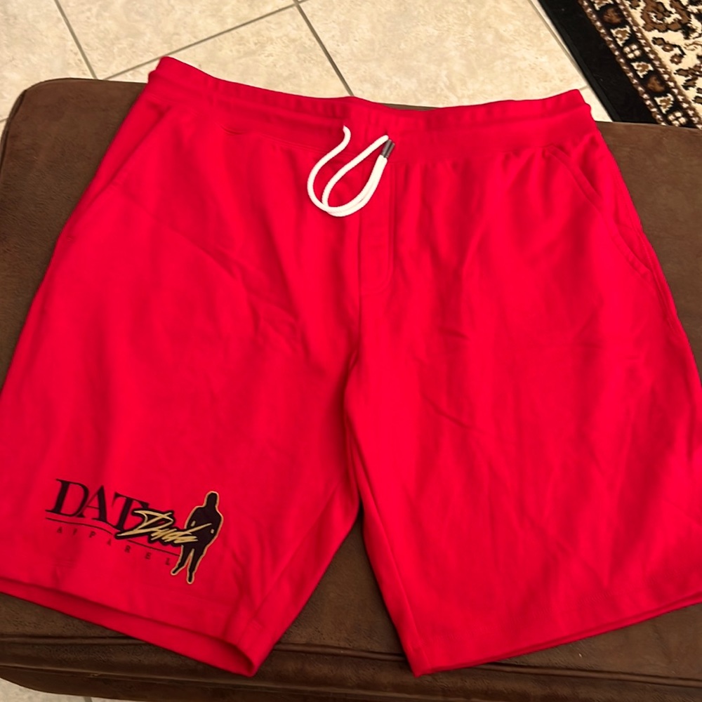 Dat Dude Logo Jogger Shorts Size Large Red Fleece New